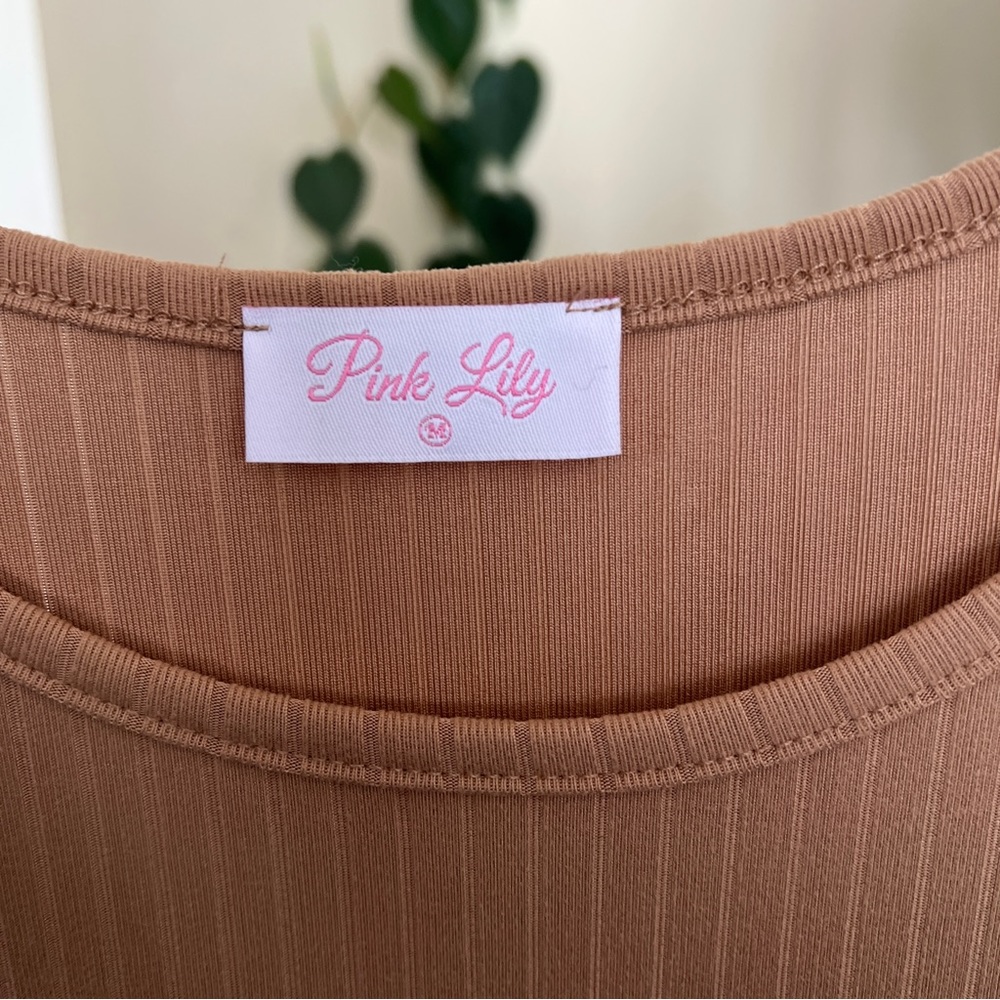 Pink Lily Ribbed Midi T-Shirt Dress sz M NEW - Picture 3 of 9